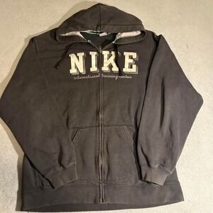 Vintage Black Nike zip‎ up hoodie with white accents Men's XL